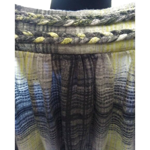 DKNY Jeans Plaid Smocked Stretch Cap Sleeve Top Size L V-Neck - Picture 7 of 8